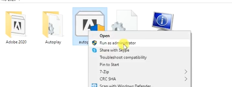 chạy file run as administrator