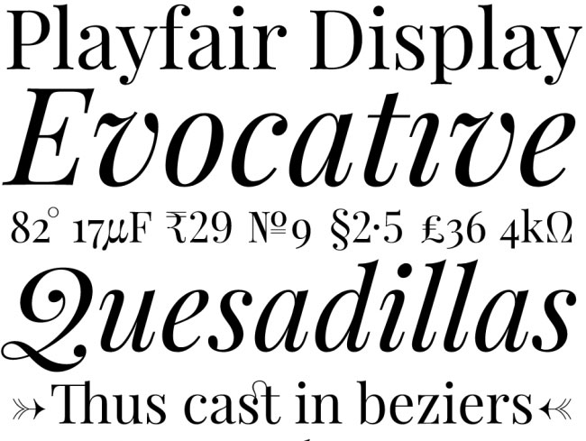 Font Playfair Display phông chữ có chân